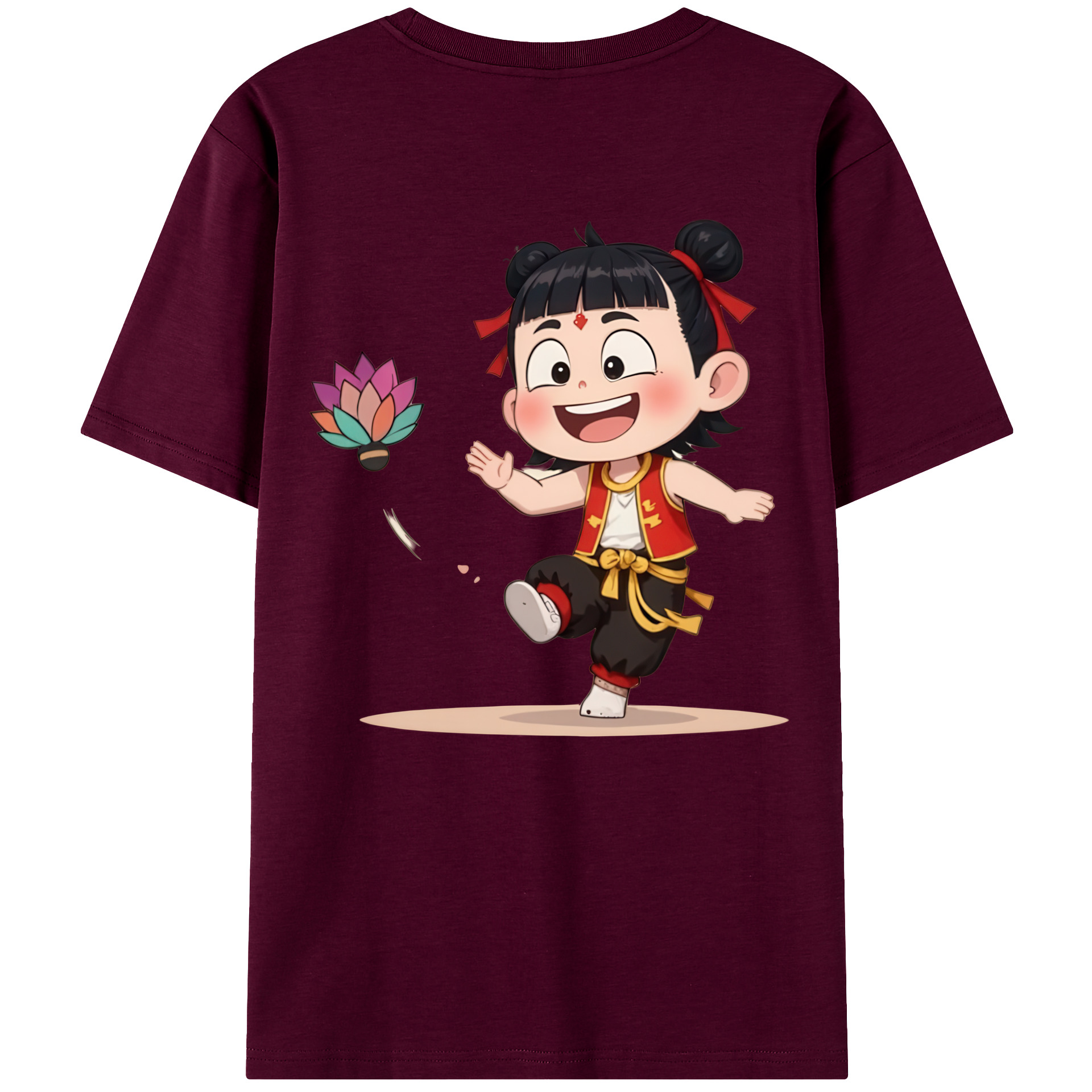 （画像用） Ne Zha 2 ナタ 魔童の大暴れ レディース半袖Tシャツ(バックプリント)